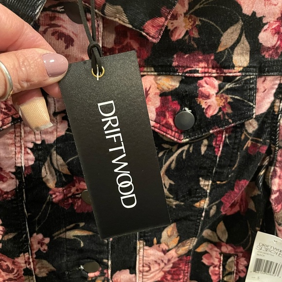 Driftwood corduroy jean jacket with floral print. - Picture 5 of 6